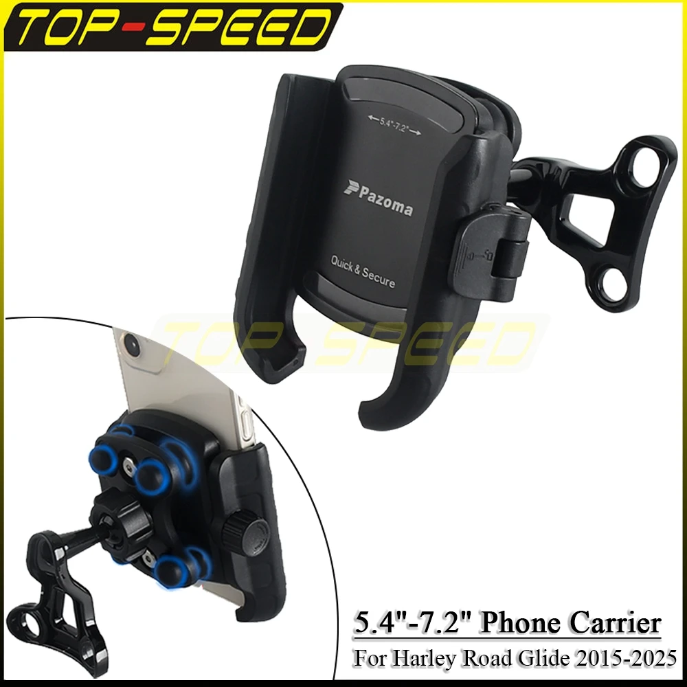 360° Rotatable Motorcycle Phone Holder Shock Absorpt Bracket Phone Stand Handlebar Mobile Phone Mount For 5.4-7.2