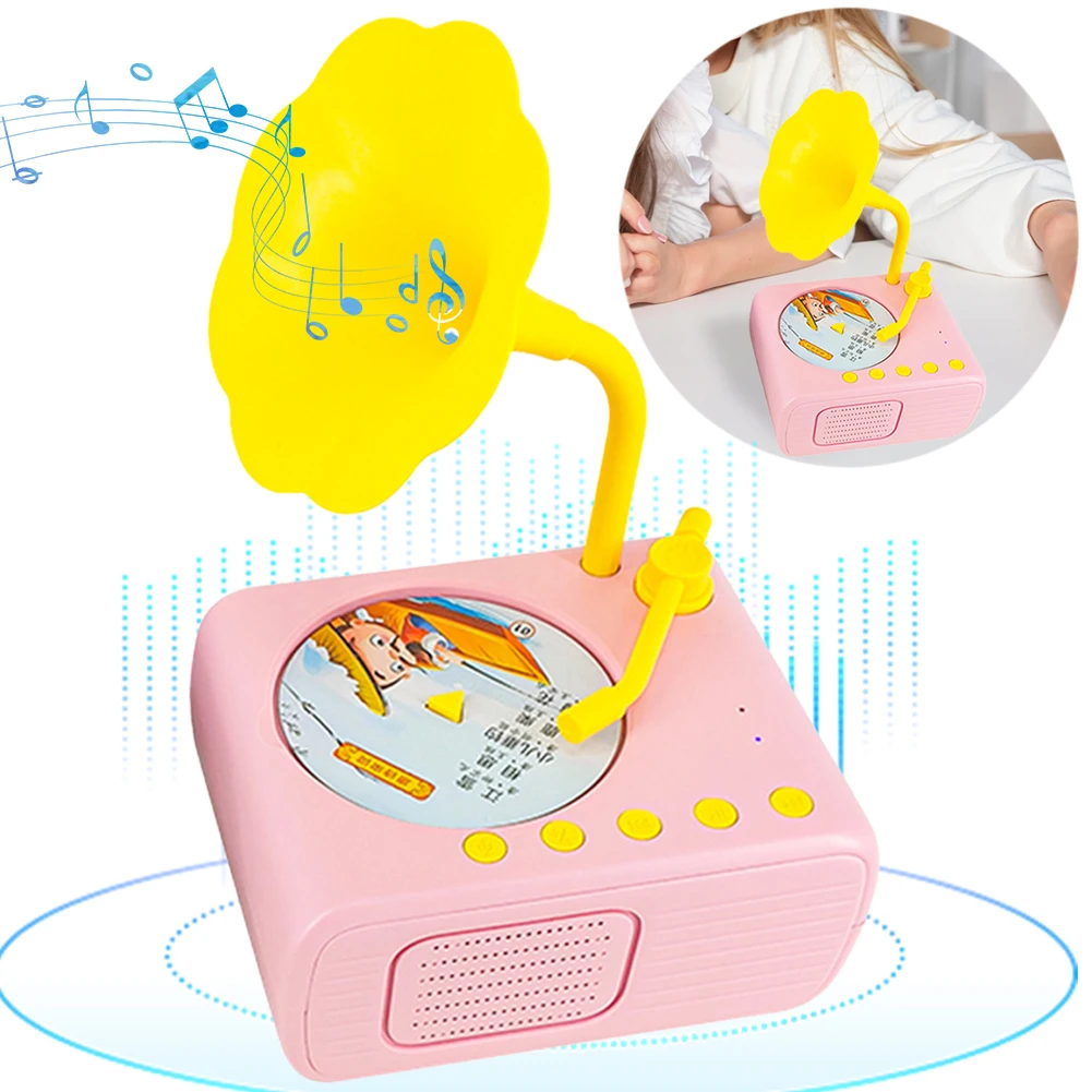 Kids Phonograph Toy Storytelling Gramophone Story Music Player with 96 Cards Pre-Kindergarten Early Education Toys for Ages 1-8