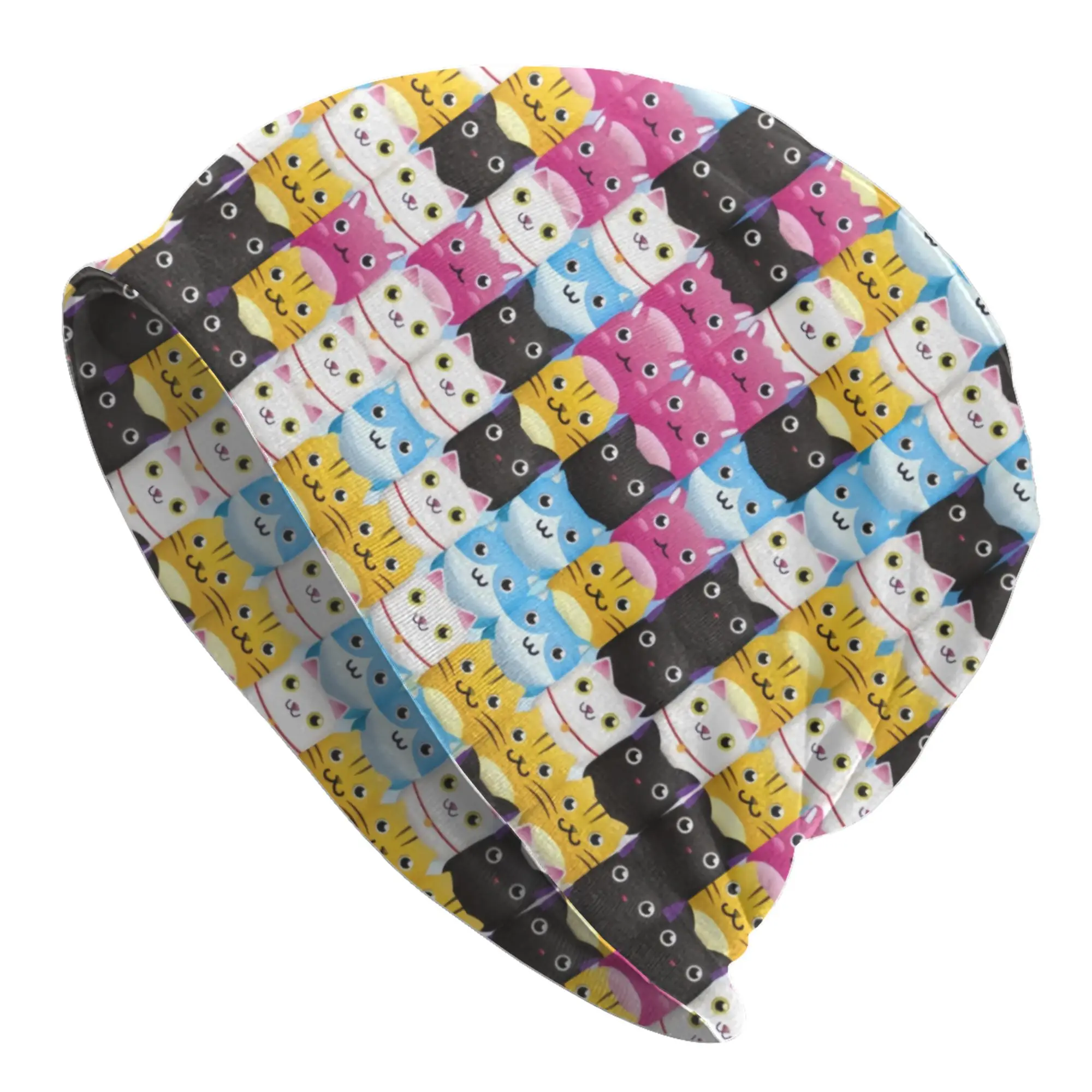 Cat Seamless Pattern  Bonnet Hats  Hip Hop Knitted Hat For Women Men Warm Winter Colourful Creative  Skullies Beanies Caps