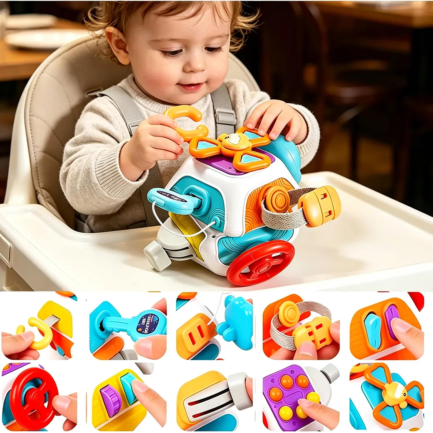 Montessori Busy Ball Cube Toy Baby Hand Grasp Grip Training Ball Early Educational Sensory Toy for Infant Fun Interactive Play
