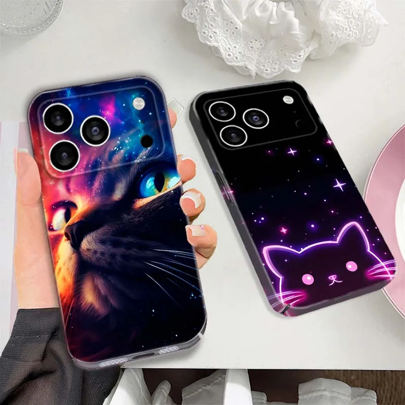 

Cool Cat Galaxy Eyes Phone Case For Apple iPhone 17 16 16E 15 14 13 12 11 Air Pro Max Plus Feilin Protective Shell