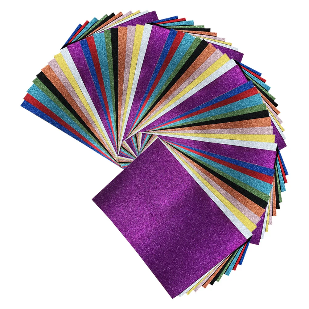 

50pcs Glitter Cardstock Paper A4 Bright Gold DIY Handmade Materials Scrapbooking Poster Making Projects Colorful Craft Supplies