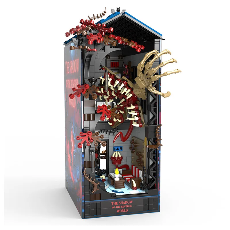 Nouveau livre coin Miniature BUilding blocs Kit étranger Vecna horloge figurines onze Van Demogorgon 3D Puzzle étagère enfants cadeaux