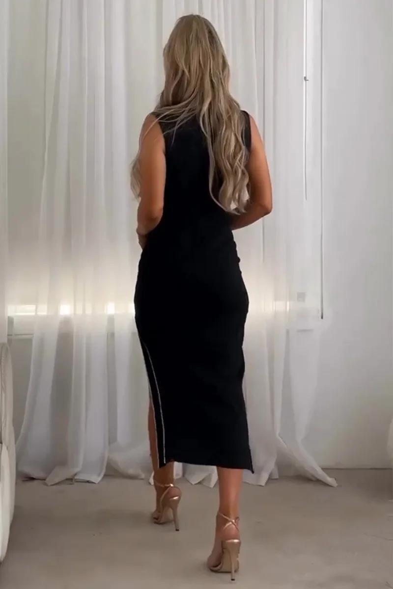 Guwu primavera diamantes strass quentes cruz com decote em v sem mangas vestido longo 2025 feminino festa de aniversário noite baile maxi vestidos