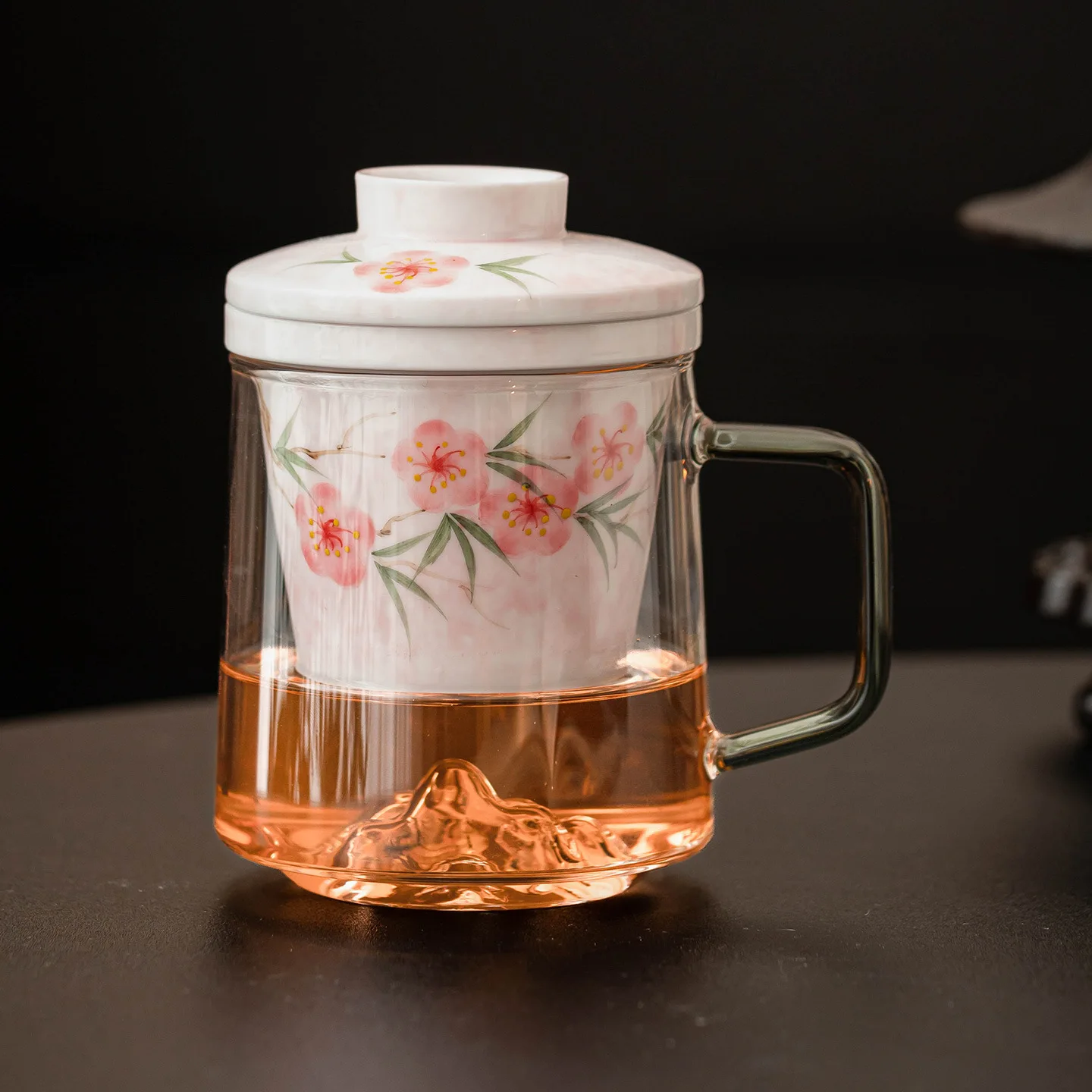 Zml mug with lid, glass tea infuser cup, office tea separation cup, drinking cup