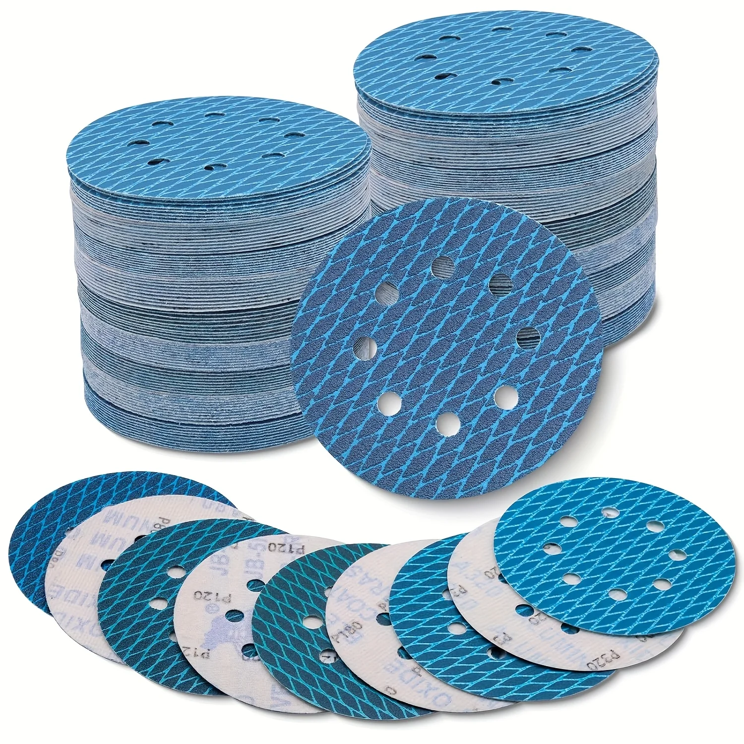 10 Pieces of 5-Inch 8-Hole Diamond-Shaped Sanding Discs with Adhesive Backing, Available in Grits 60-600, Suitable