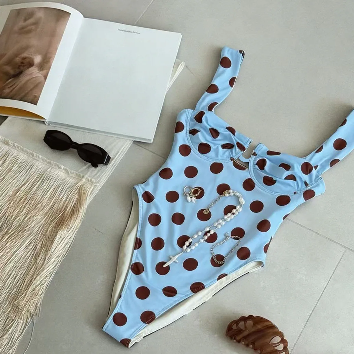sexy polka dot print push up swimsuits one piece back tie bodysuits bikinis bathing suit swimwear biquini tankini trikini