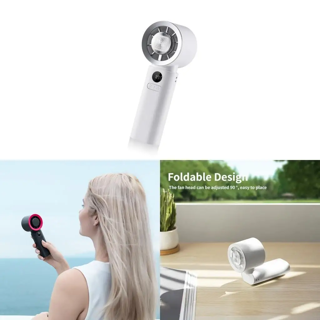 M6CB Quiet Handheld Fan 4 Speed Mini Cooling Desk Fan USB Rechargeable Table Fan for Indoor Office Travel Holiday Gift