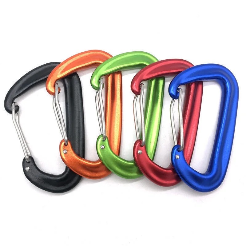 16kN Small Carabiner D-type Mountaineering Buckle Hook Outdoor Accessory Aluminum Clips for Hammock Camping Hiking Key Chain