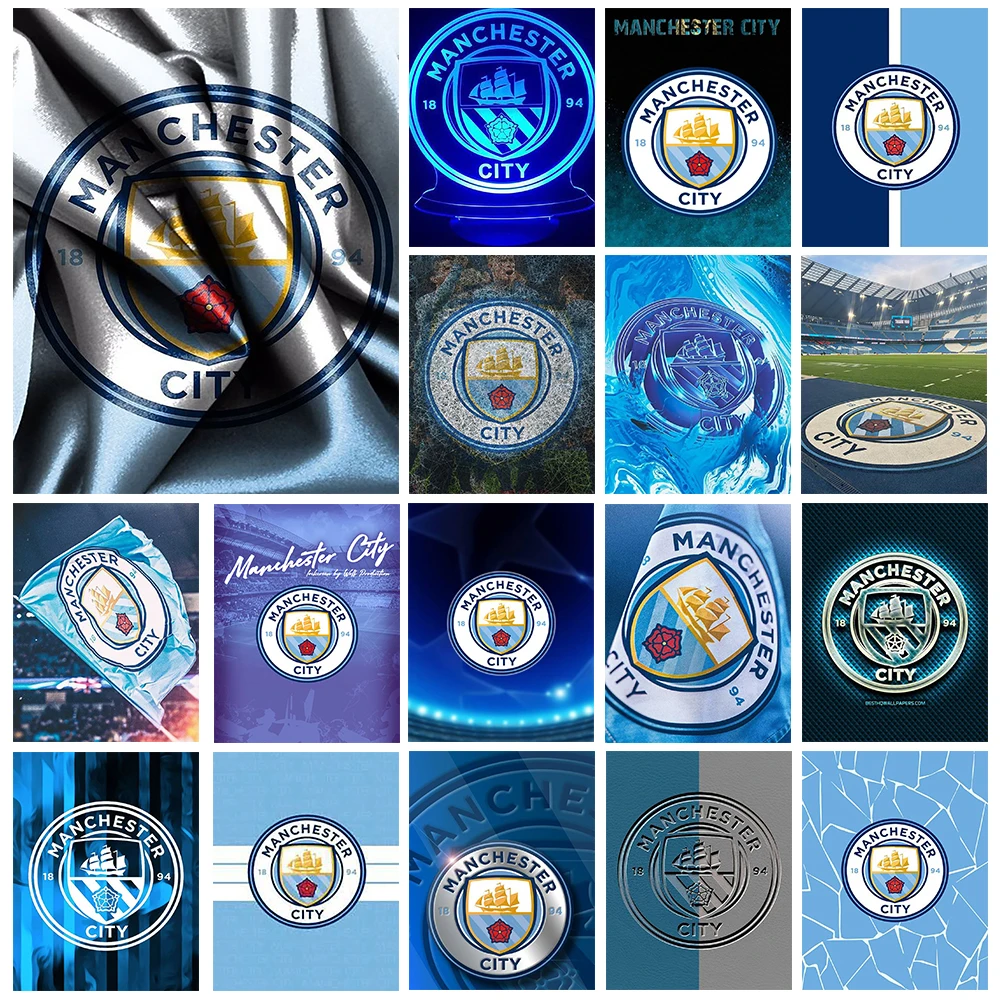 Handmade DIY Manchester City logo square diamond painting set badge British Football Club cross stitch diamond mosaic decoration