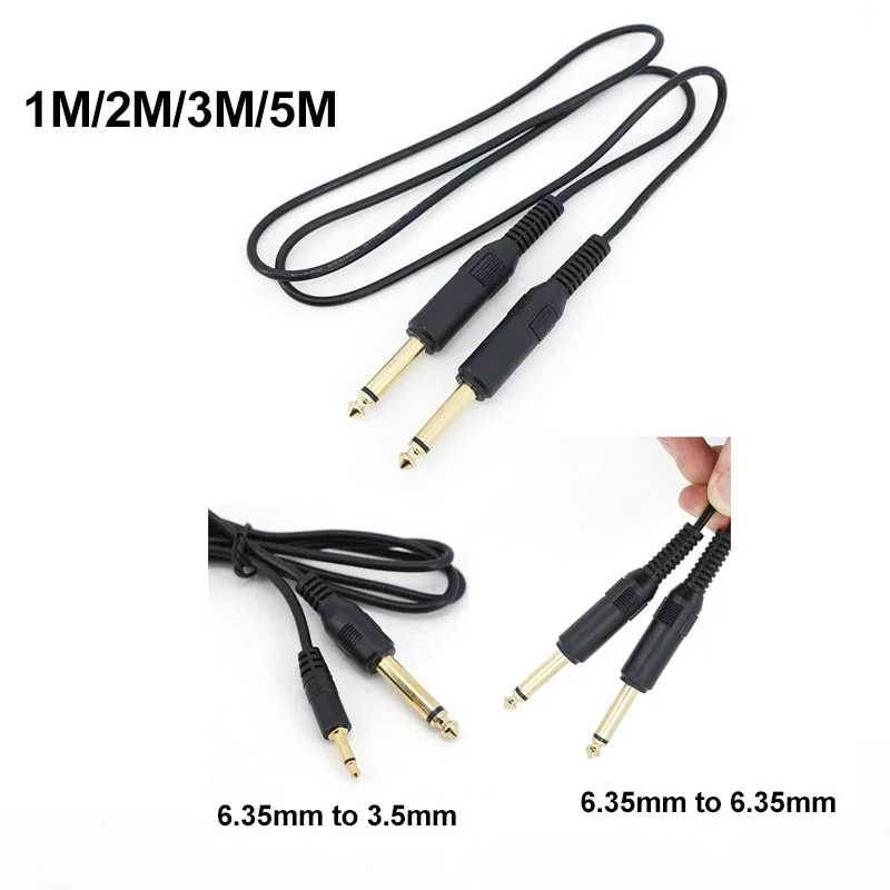 Gold plated mono 6.5mm 6.35mm male jack to 6.35 3.5mm Male Audio Cable 3.5 Male to 6.35 Male Audio Cord Wire 6.35 3.5 A7