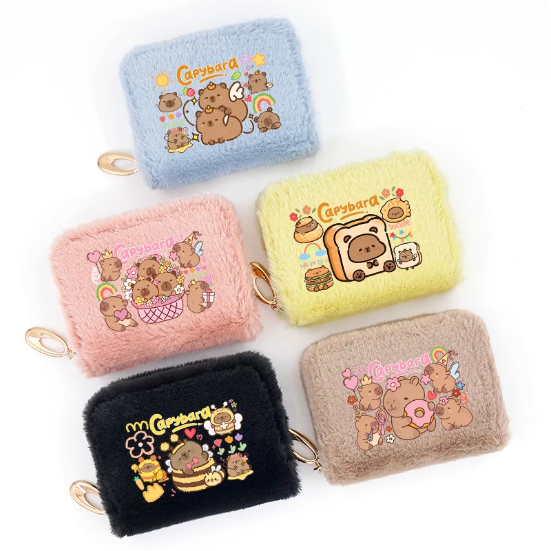 

Capybara Short Wallet Female Fashion Anime Wallet Card Holder Mini Large-capacity Portable Student Zipper Coin Purse Kawaii Gift