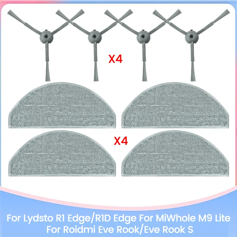 

A74G-For Lydsto R1 Edge/R1D Edge For Miwhole M9 Lite For Roidmi Eve Rook/Eve Rook S Replacement Parts Side Brush Mop Cloth