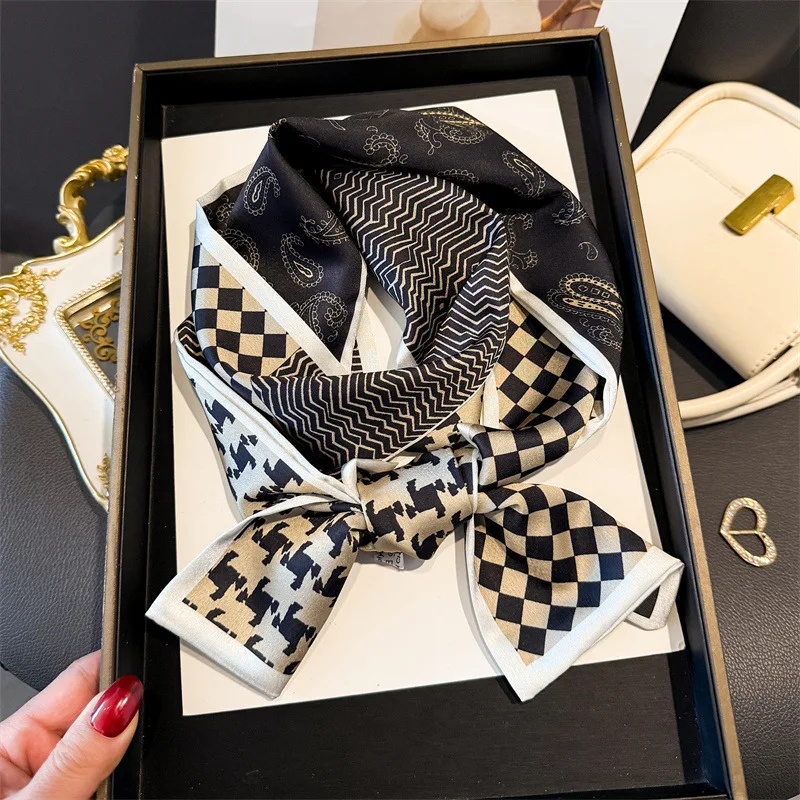 Fashion Skinny Silk Scarf for Women Fashion Hair Ribbons Headbands Bandana Female Bag Wrist Wrap Neckerchief Foulard Neck Ties image 2
