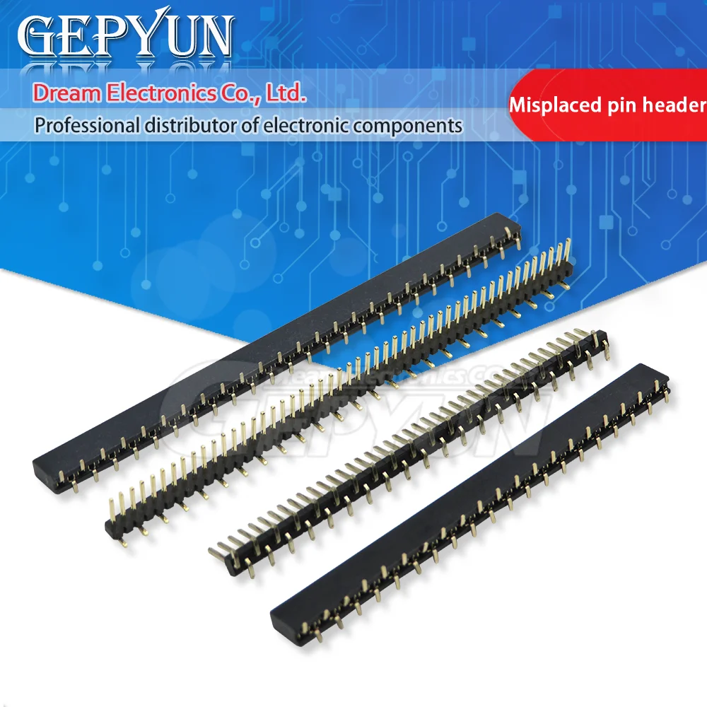 5PCS 1*40P 1*50P SMT Single Row dislocation Male Female PCB Pin Header socket Connector Pinheader 1.27 2.0 2.54 mm NEW