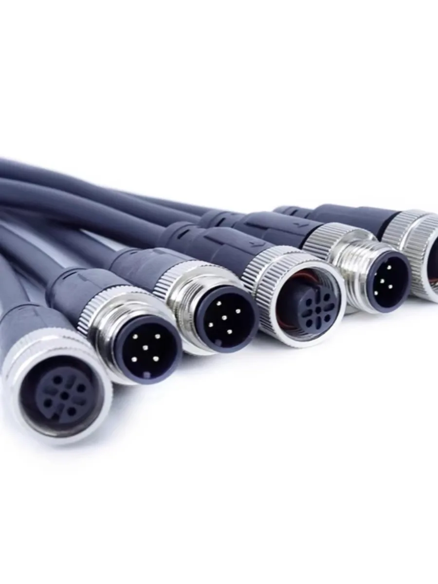 Cable conector de Sensor M12, conector macho y hembra, impermeable, 4, 5, 8 pines + 2m, PVC, tipo A