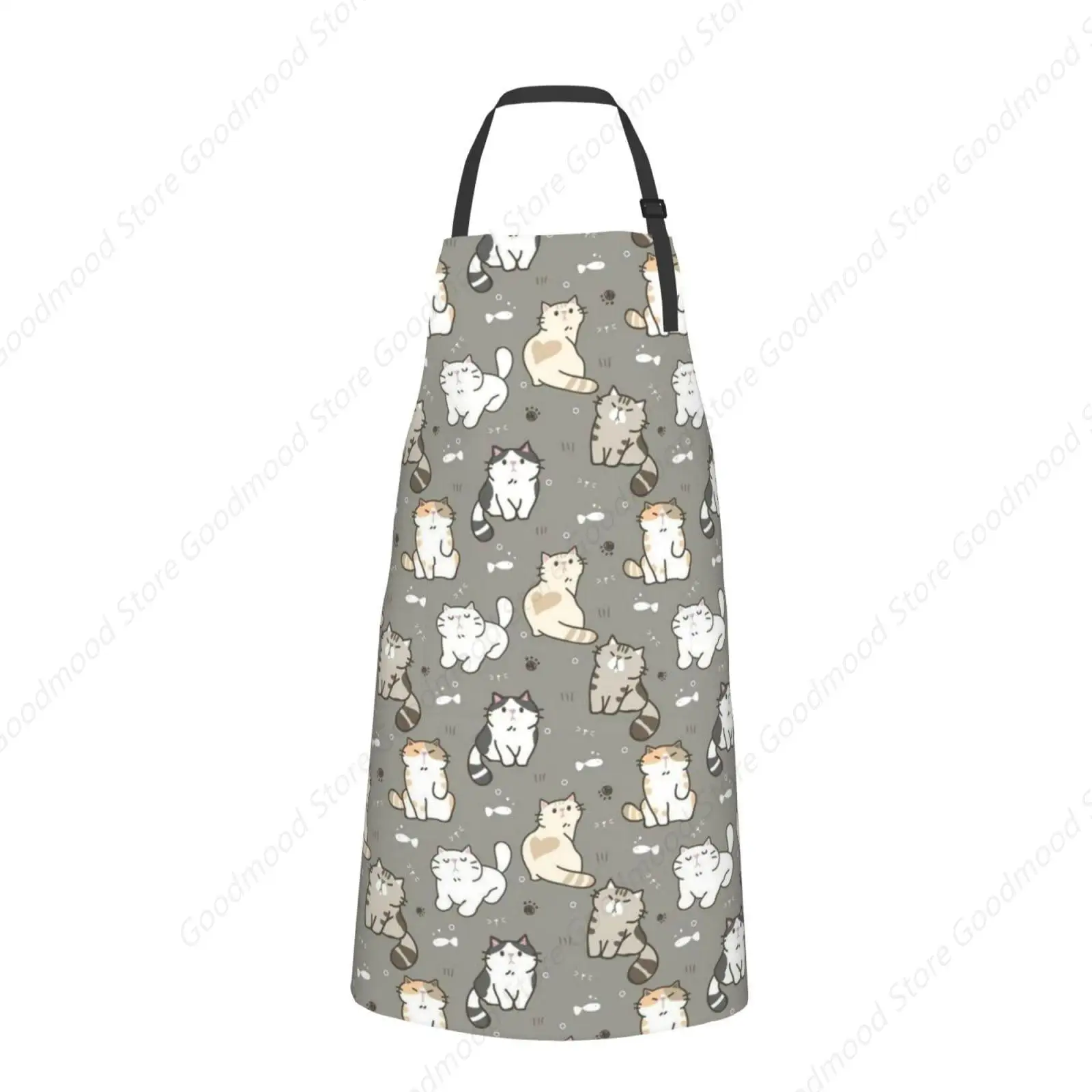 

Cute Cat Apron Adjustable with Pockets Cooking Kitchen Aprons for Men Women Outdoors Baking Chef Apron