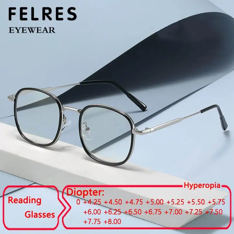 Hohe Dioptrien +4,25 5,00 6,00 7,00 8,00 Anti-Blaulicht-Lesebrille für Männer und Frauen, Trendige Korrekturbrille, Augenschutz
