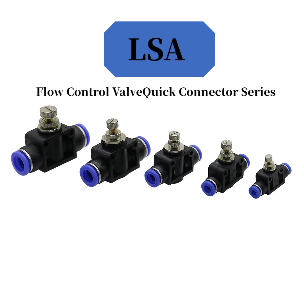 5Pcs LSA Pneumatics Fittings Air Throttle Valve Speed Control Quick Hose Tube Water Fittings Connector Pneumatic Fittings 4-12Mm