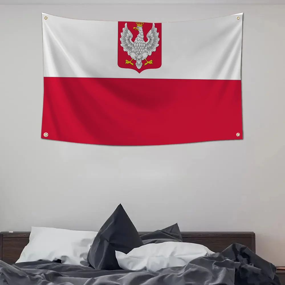 1pc Poland State Ensign Flag Banners Four Hole Flag Polyester Outdoor Decor Room Aesthetic