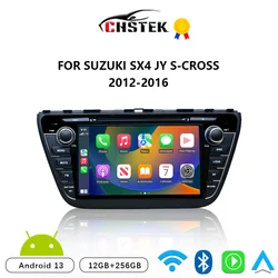CHSTEK Car Radio Android 13 Carplay For Suzuki SX4 JY S-Cross 2012-2016 Multimedia Audio Navigation Bluetooth WIFI 4G Automotiva