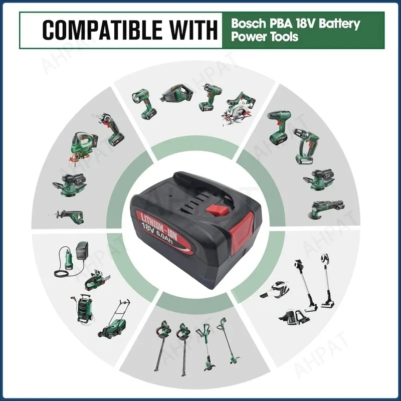 Durable 18V PBA Replacement Kit｜6000mAh for PSB/PSR Home Garden Tools + Overcharge Protection Charger
