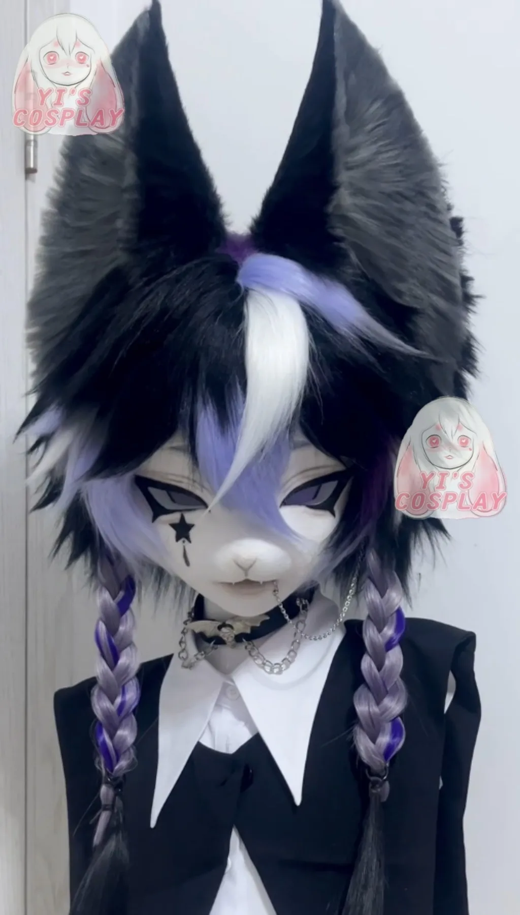 Yis تأثيري مخصص فروي رئيس Kigurumi رئيس تأثيري كيمونو Fursuit اليدوية سماعات الوحش مخصص Fursuit كيمونو رئيس