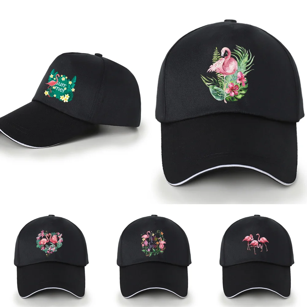 Fashion Sun Hat for Men Black Tennis Caps Outdoor Sport Golf Snapback Hats Women Baseball Caps Dad Hip Hop Caps Flamingo Pattern