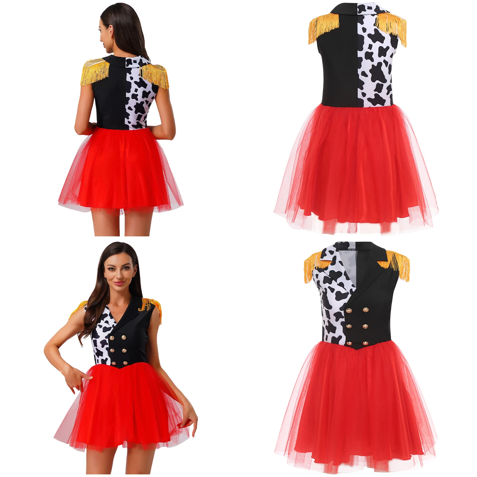 

Halloween Wicked Clown Ringmaster Cosplay Dress Women Naughty Circus Stage Performance Tutu Dress for Halloween Party Carnival