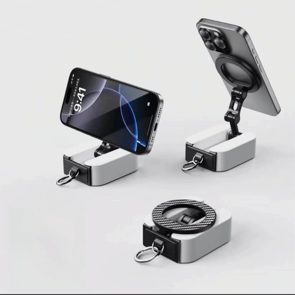 

Складной магнитный держатель для телефона для спортзала 360° ° Вращающаяся подставка для телефона в самолете с громкой связью, металлическое портативное крепление для телефона Magsafe