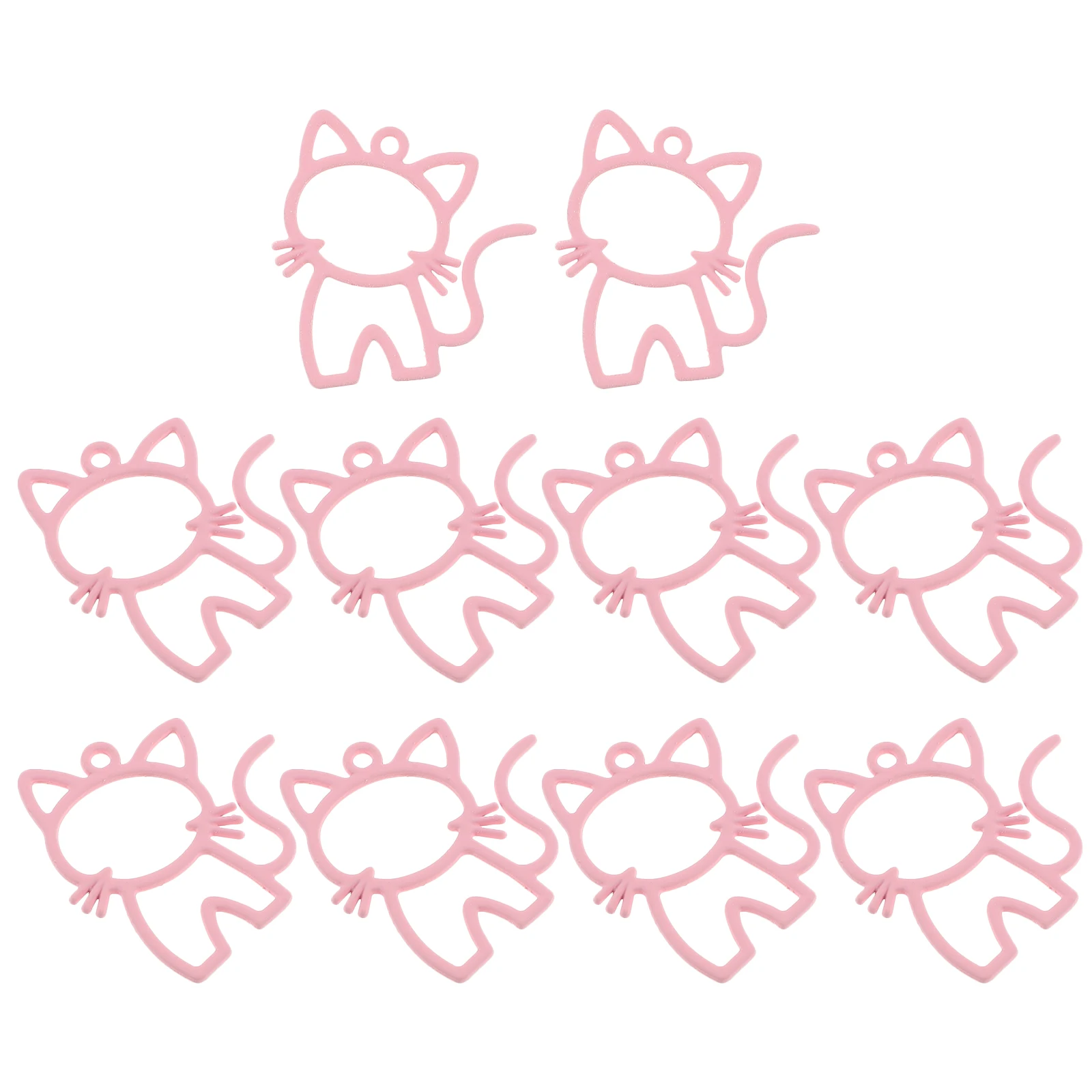 

10pcs Pink Cartoon Animal Cat Shaped Pendant DIY Jewelry Materials Necklace Bracelet Accessories Charm Crafts