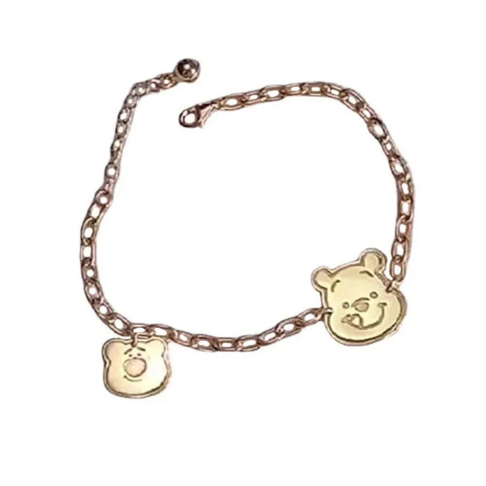 Disney Necklace Winnie The Pooh Clavicle Chain Female Cartoon Bracelet INS Style Gift Accessories Kawaii Beauty Decoration Girls