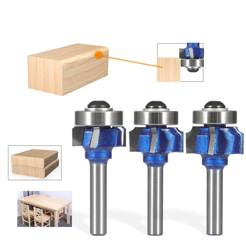 Allsome 6mm/6.35mm/8mm ShankCorner Round Router Bit R1 R2 R3 Trim Edging Woodworking Mill Classical Cutter Bit for Wood