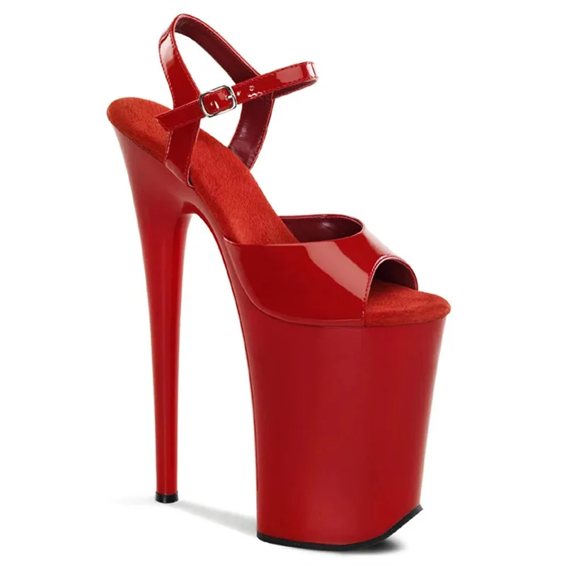 

Zapatos Mujer Ankle Strap 9 Inch Fetish RED Sandals Summer 23cm Thin High Heels Pumps 13cm Platform Women Peep Toe Shoes