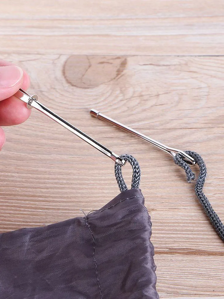 2pcs Small Lace Knitting Hooks Set Stainless Steel Bodkin Wear Rope Threaders Guide for DIY Elastic Band Clip
