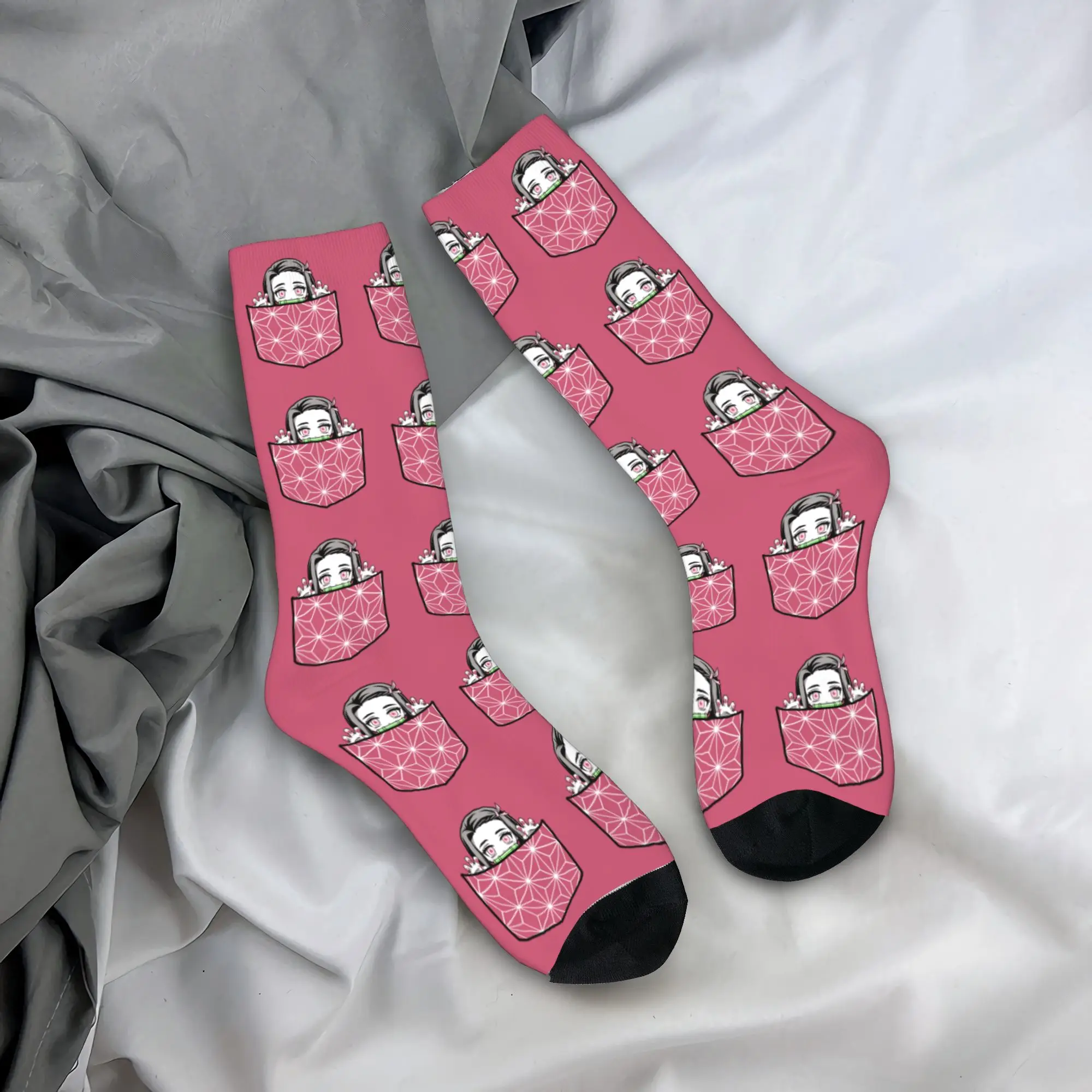Funny Demons Slayers Anime Sports Socks  Polyester Middle Tube Socks for Unisex Non-slip