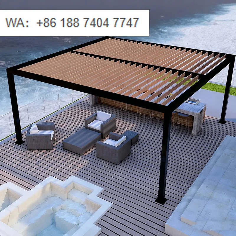 

Aluminum Outdoor Bioclimatic Motorized Retractable Waterproof Pergola for Garden and Balcony with Sunshade