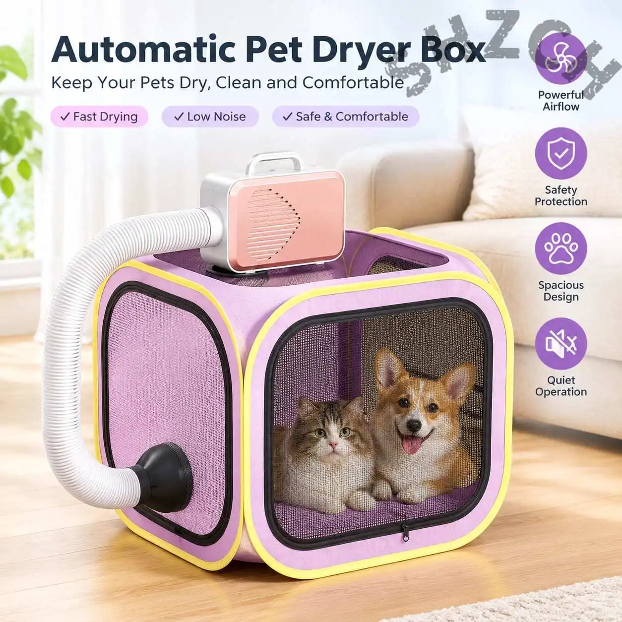 Portable Pet Drying Box Quick Dry Bath Blower for Cats And Dogs Hair Dryer Bag with No Hair Fly Feature for Household Use