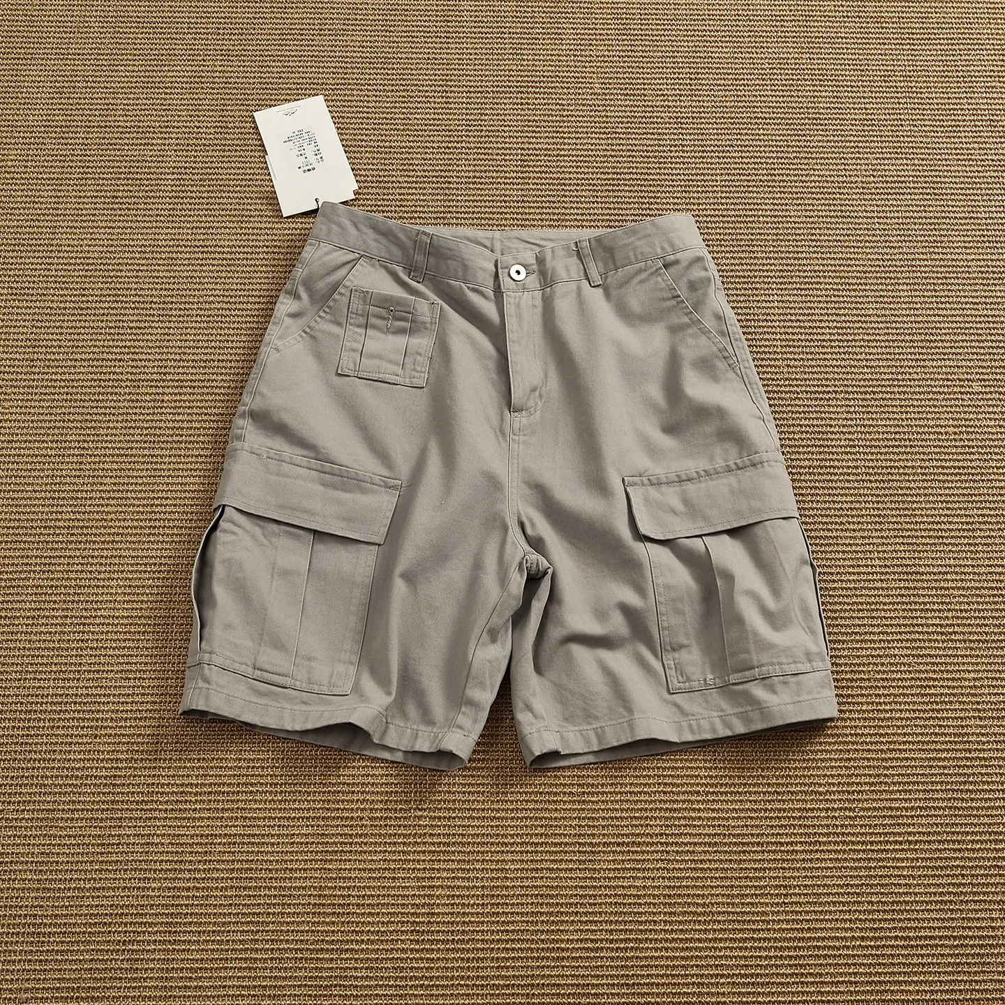 

100% cotton cargo shorts men's loose straight multi-pocket quarter pants summer casual versatile mid-pants