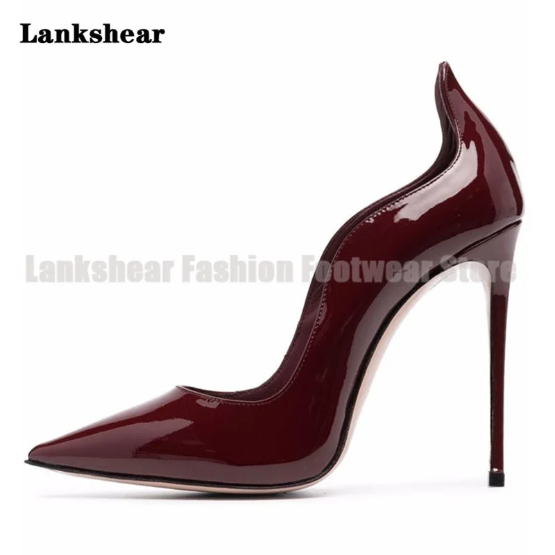 

Stiletto Heels Shallow Dress Pumps Designer 12Cm Women Shoes Summer Pointy Toe Slip On Wedding Shoes Sandalias De Mujer Verano