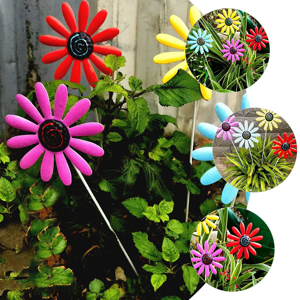 

4 Pcs Forest Gifts Flower Pot Stakes Realistic Decorative Garden Yard Lawn Ornament Summer Flowers stakes patio decor