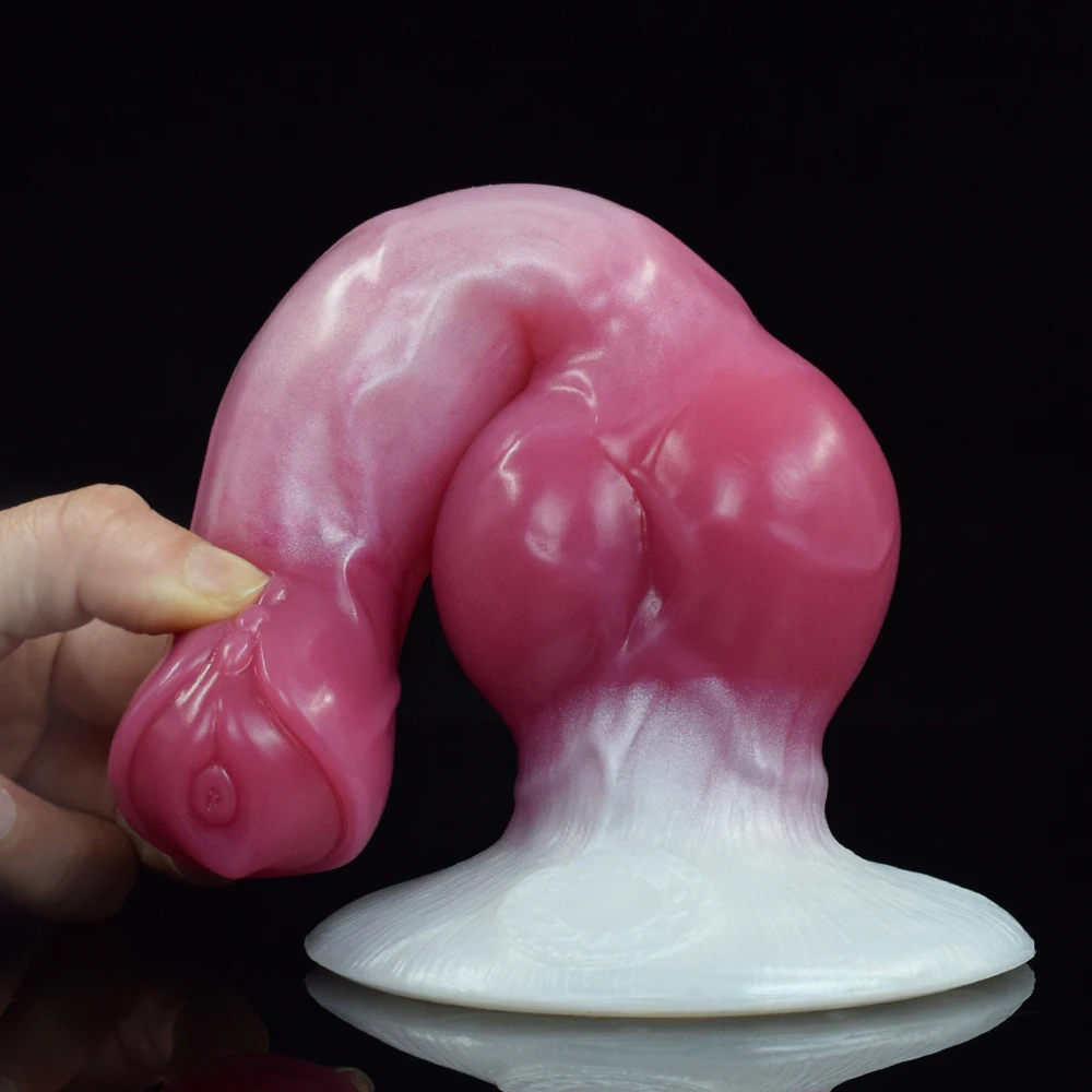 FAAK Silicone Fantasy Dog Knot Dildo With Sucker Colorful Animal Penis Sex Toys For Beginners Women Men Anal Massage