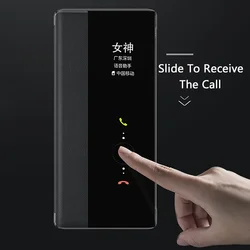 Smart View Case For Huawei P40 Pro Auto Sleep Wake Up Phone Flip Cover For P40 Pro Business PU Leather Shockproof Shell