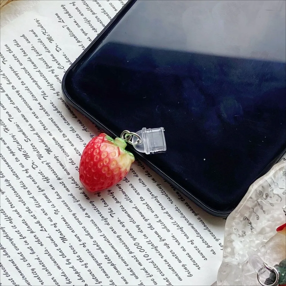 3D شكل الفاكهة جميلة لطيف الفواكه الهاتف المحمول الغبار المكونات الملحقات الأزياء زينة آيفون سامسونج نوع C