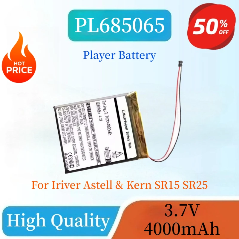 High Quality PL685065 3.7V 4000mAh Replacement Battery For Iriver Astell & Kern SR15 SR25 Player Battery Brand New