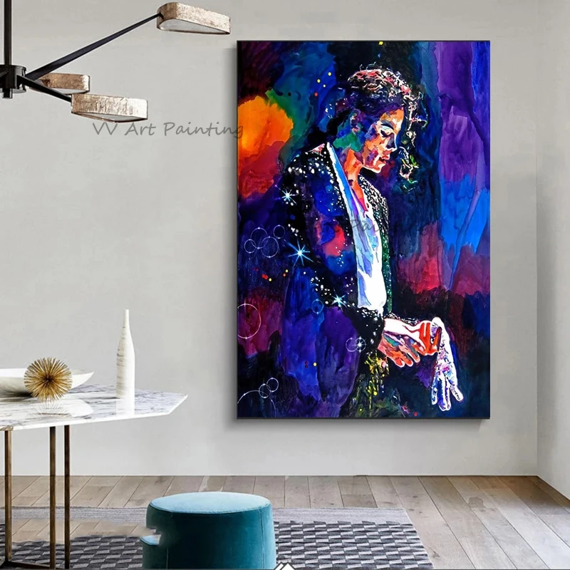 Famous Singer Portrait Handmade Micheal Jackson Oil Painting Acrylic on Canvas Art  Picture for Living Room Home Decor No Framed