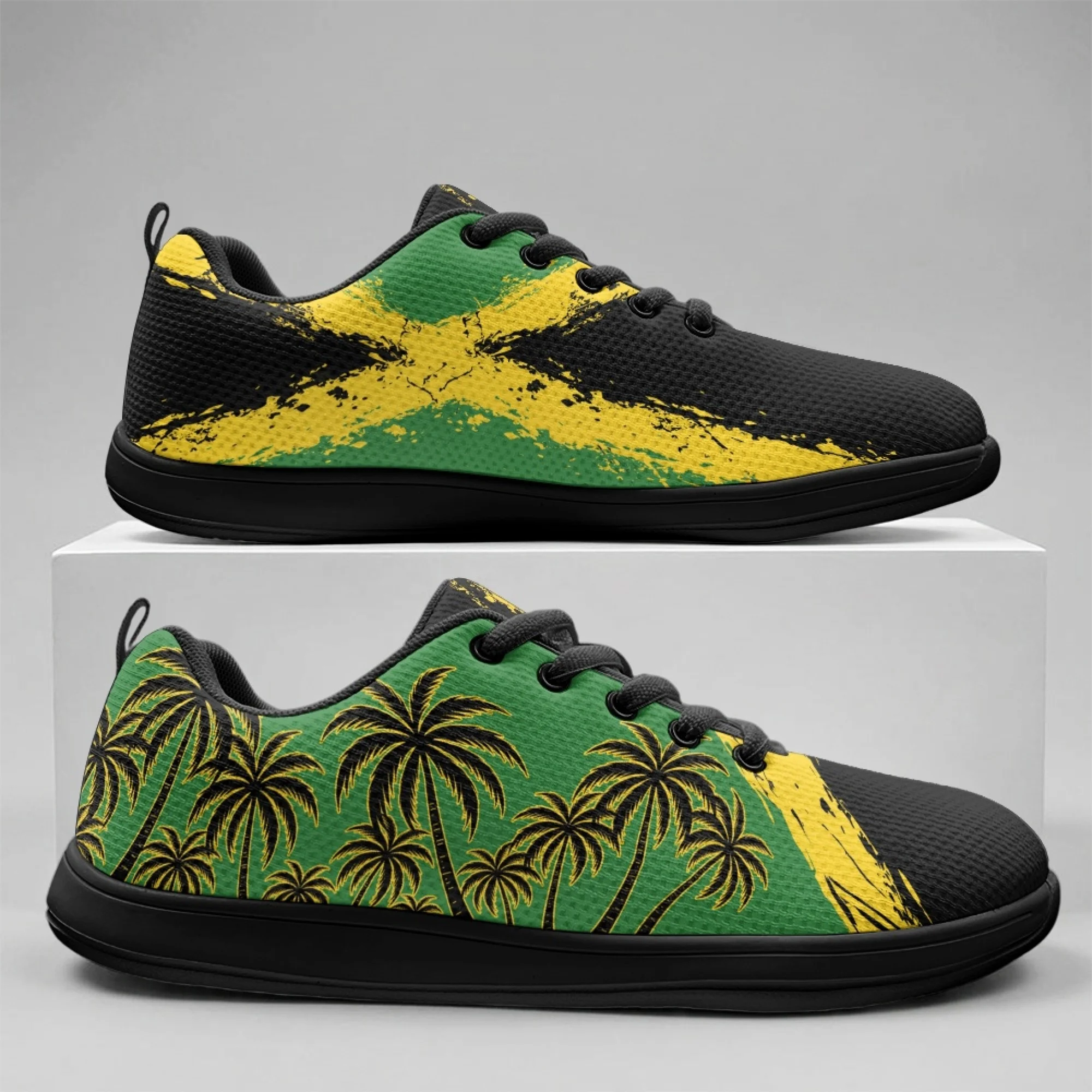 

XIXIRIMIDO Strappy Wide-toed Shoes Jamaican Flag Mens Walking Shoes Casual Shoes Breathable Mesh Women's Fashion Snakers 36-46