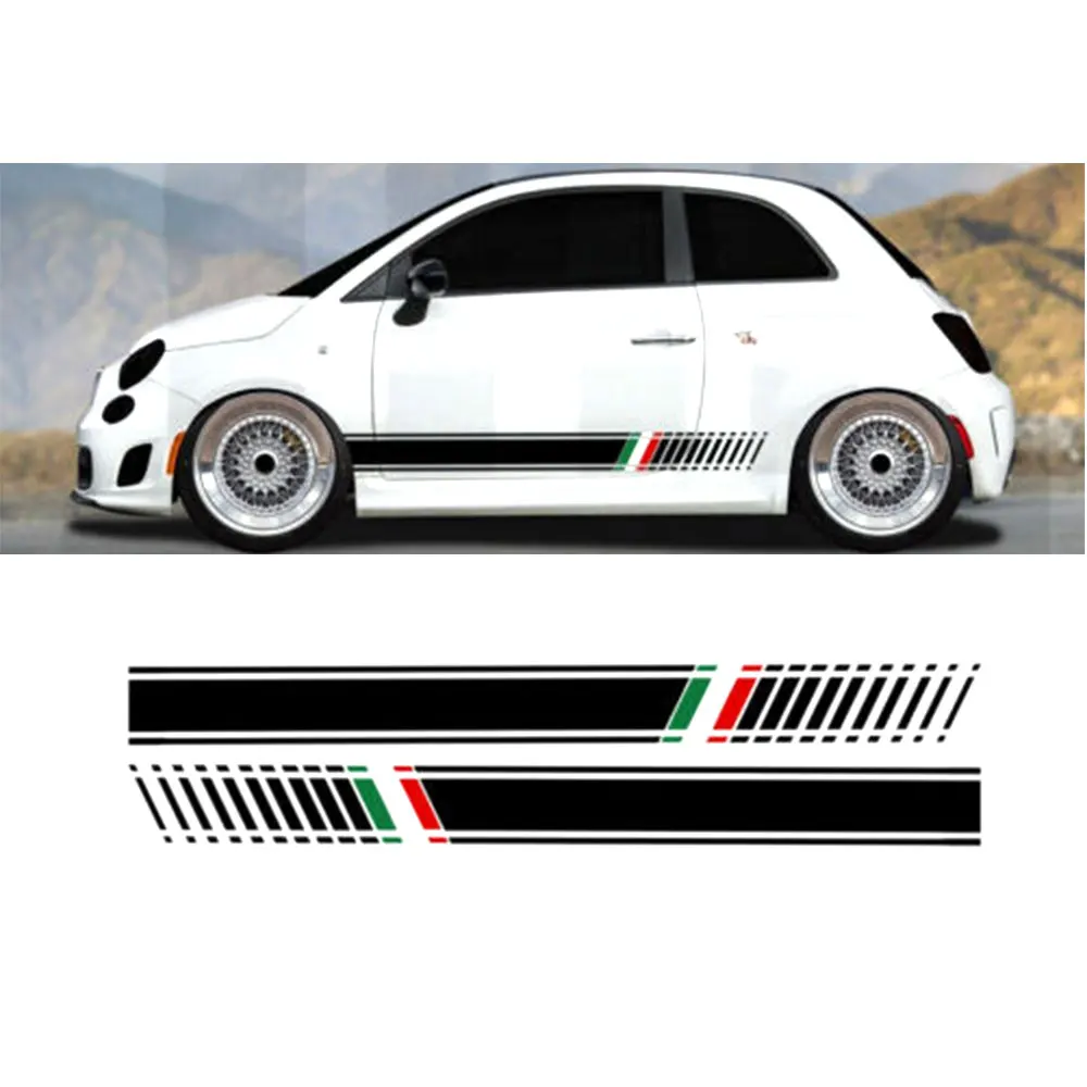 

Side Stripes Graphic Decal Sticker Italian Flag For Abarth Fiat 500 595 Punto tu-88689,175cmx7.9cm