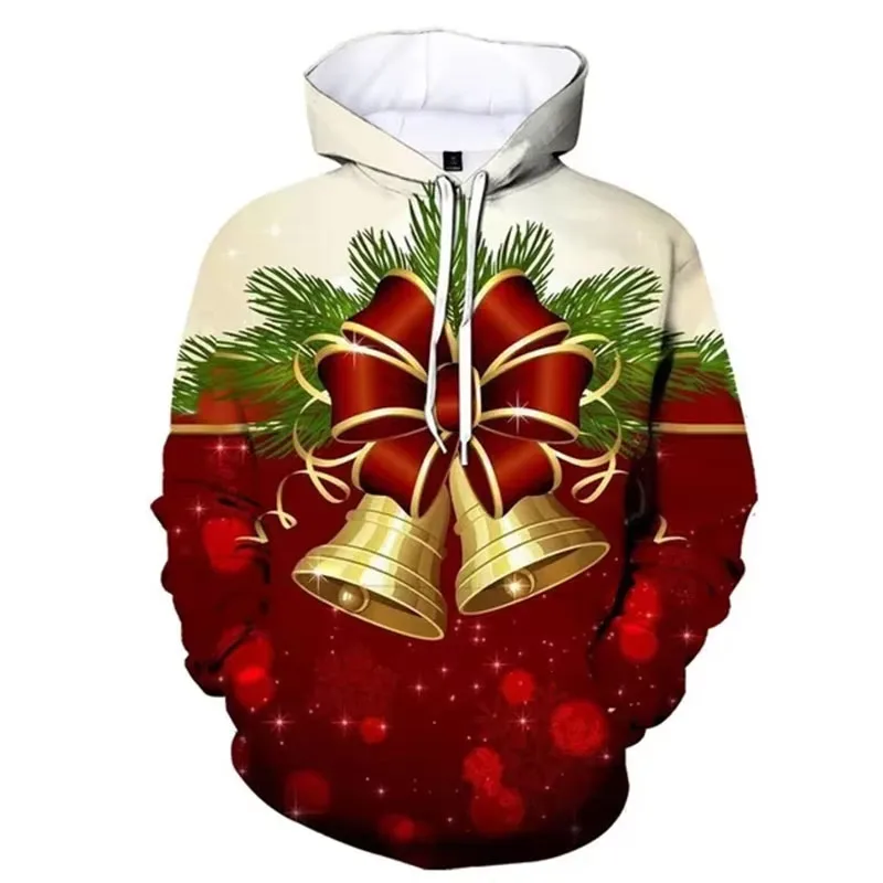 

2024 Men's Christmas Pattern Hoodies Fashion Color 3D Printed Design Harajuku Long Sleeve Tops Fashion Fun Men's Hoodie