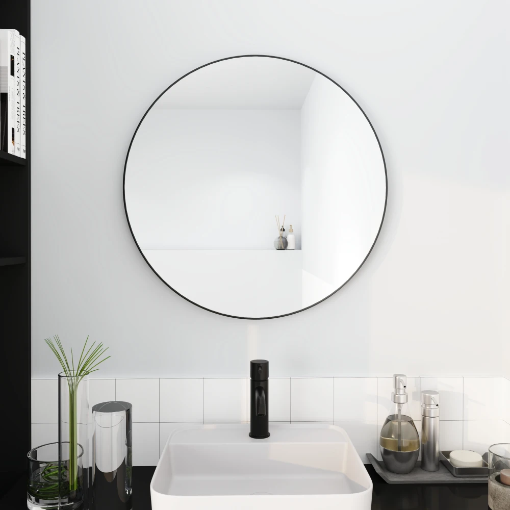 32 X 32 Inch Bathroom Mirror Black Aluminum Frame